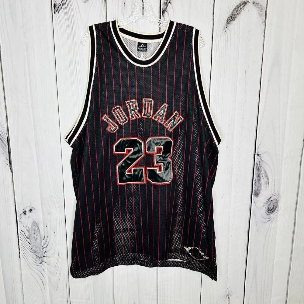 Michael Jordan #23 Jumpman Basketball Jersey Sz 3XL Fully Stitched Black Red
